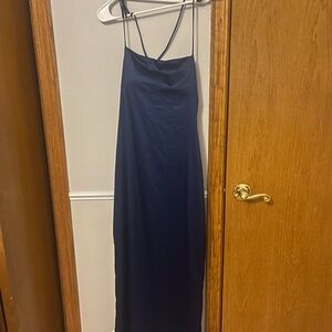 Size small blue silky material padded formal dress